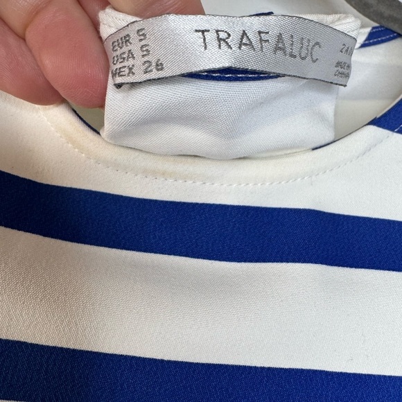 Zara Trafaluc Navy and White Striped Top - Picture 3 of 17
